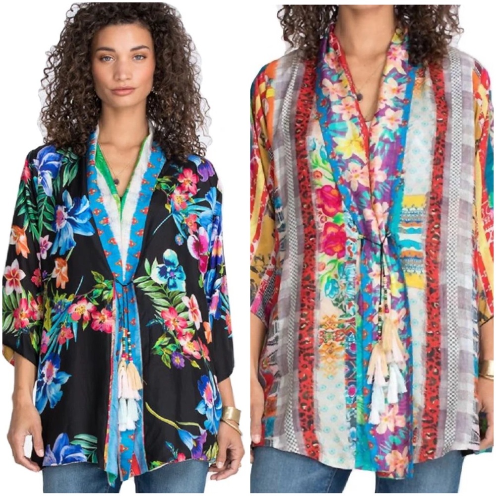 Johnny Was Friendship Anastasia Colorful Floral reversible Kimono Jacket M - Picture 1 of 13
